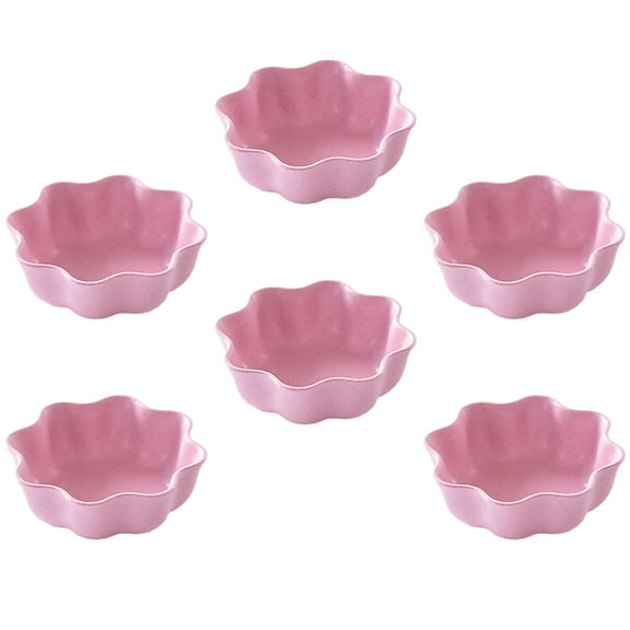 COSMOBETTY Pink Flower Shaped Sauce Dishes for Home and Restaurants Made of Synthetic Material 6 Pieces