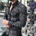 thumbnail image 2 of laliks moda hombres estampado floral slim fit manga larga botón turn down cuello camisa toppangjing, 2 of 4
