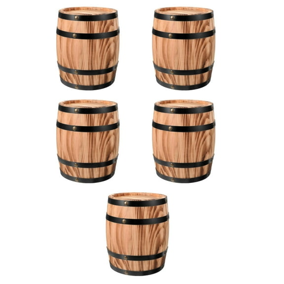5pcs Wood Barrel Craft Wine Bucket Barrel Decoration Bar Layout Wood Barrel Decor Party Favor