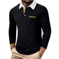 thumbnail image 1 of Kalauyu Men's Patchwork Long Sleeve Button-Up Flap Collar Shirt, 1 of 8