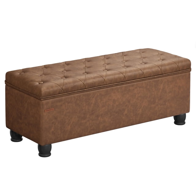 Otomana de almacenamiento SONGMICS ULOM071K01 de piel sintética marrón café