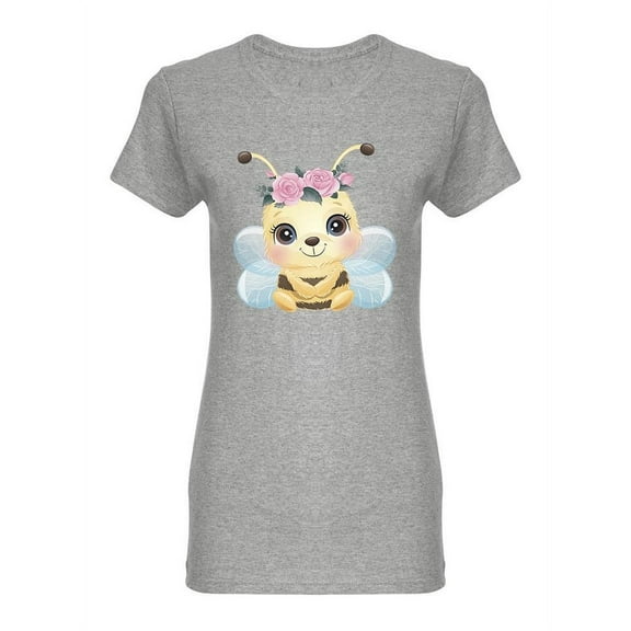 A Cute Bee With Flowers T-Shirt Women -Image by Shutterstock, Female Small