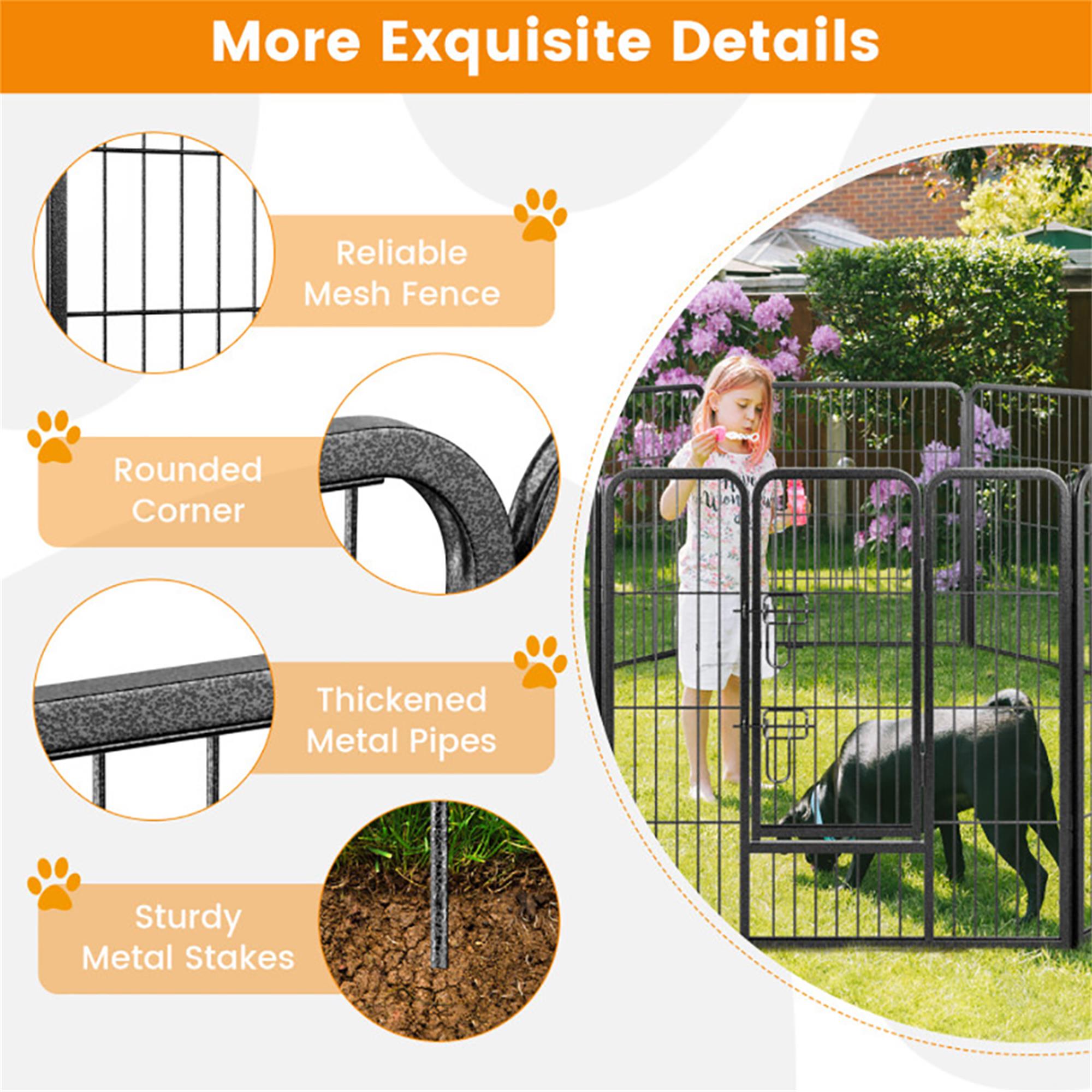 Demi Bonn 31"x32" Dog Playpen Outdoor 8-Panels Dog Pen Large Indoor Metal Puppy Pet Playpen for Small Dogs Run Fence, Black