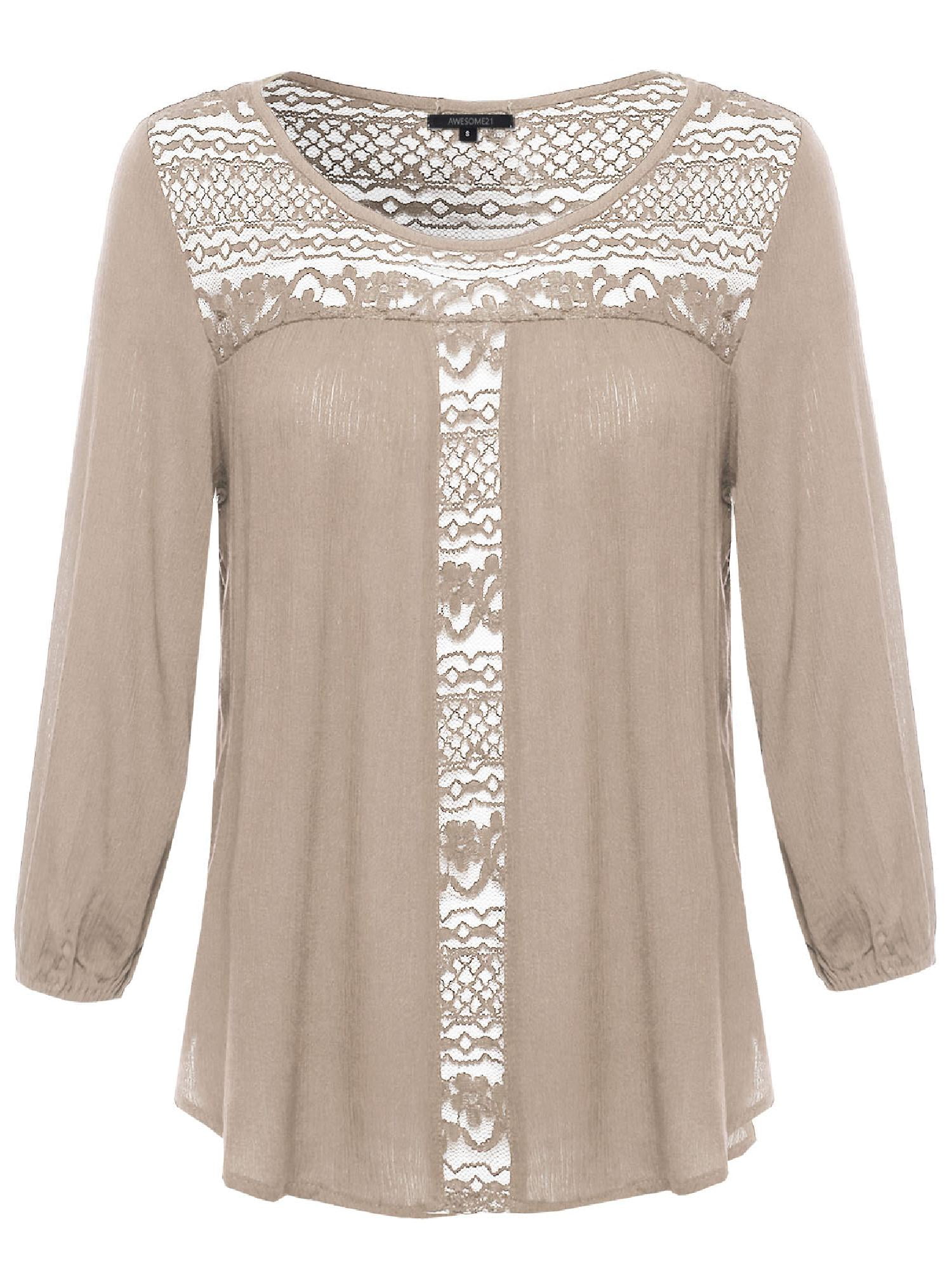 3/4 sleeve back & cuff insert lace top main image 0