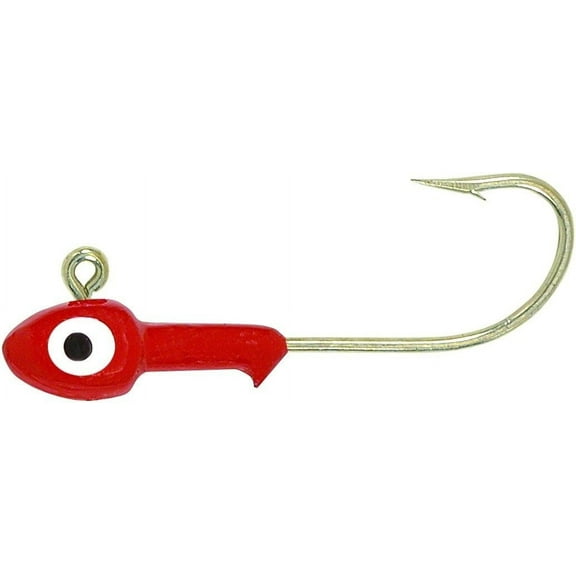 H & H Lure D1810-01 0.12 oz Double Eye Jig Head, Red - Pack of 10