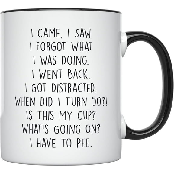 YouNique Designs 50th Birthday Mug 11oz - 50th Birthday Gifts for Her Women Coffee Mug - Funny 50th Birthday Gifts for Someone Turning 50 Cup - 50th Mug - 50 Year Old Birthday Gifts (Black Handle)
