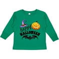 thumbnail image 3 of Inktastic Happy Halloween Bat, Witch Hat, Jack O Lantern Boys or Girls Long Sleeve Toddler T-Shirt, 3 of 5