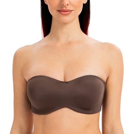 

MELENECA Strapless Bra Minimizer with Underwire for Women Espresso 34E