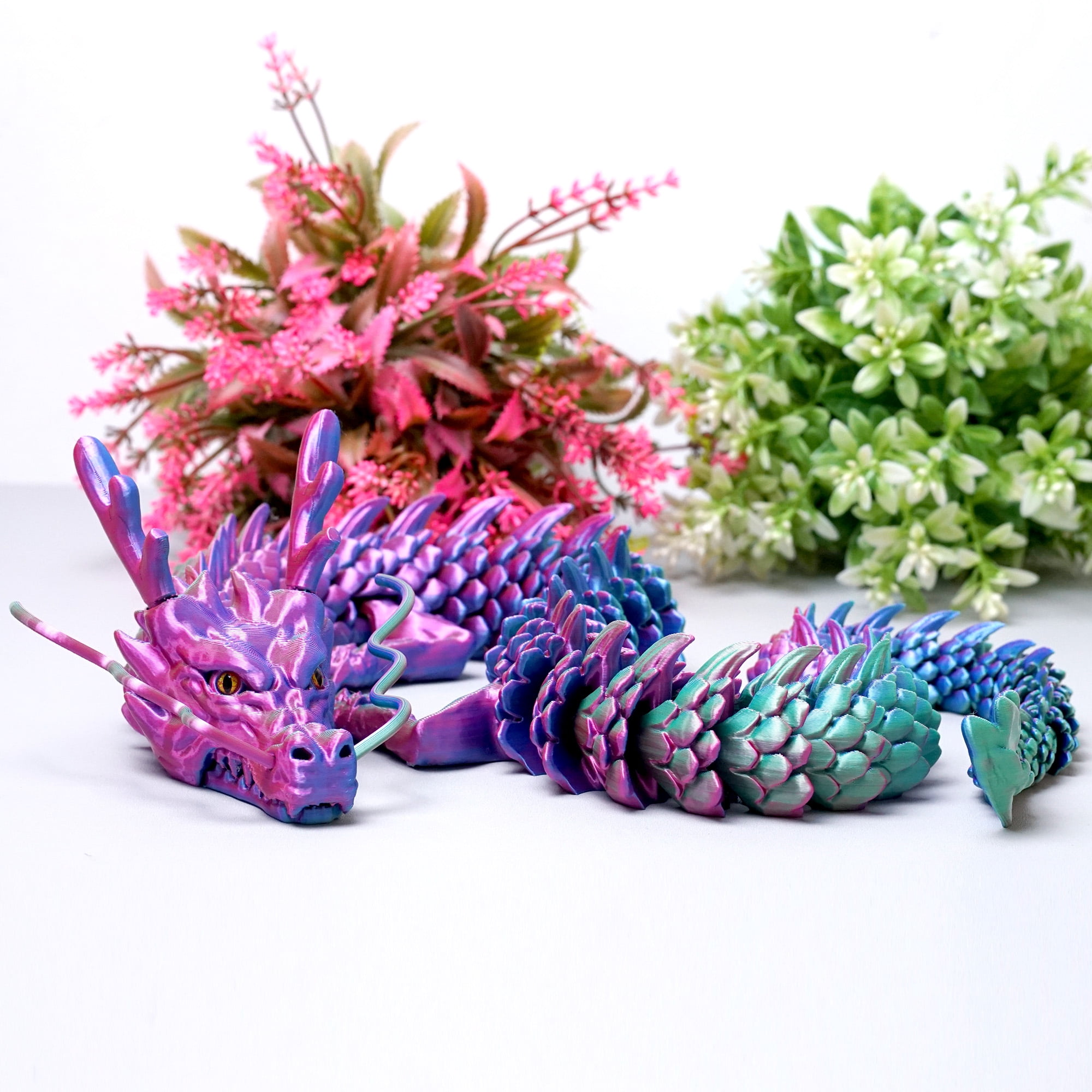 33.5inch 3D Printed dragon,Flexible Joint Animal lacertid Figurines,Realistic Eyes, Home Office Decor,Fidget Toy for Adults Teens Boy Festival Gifts