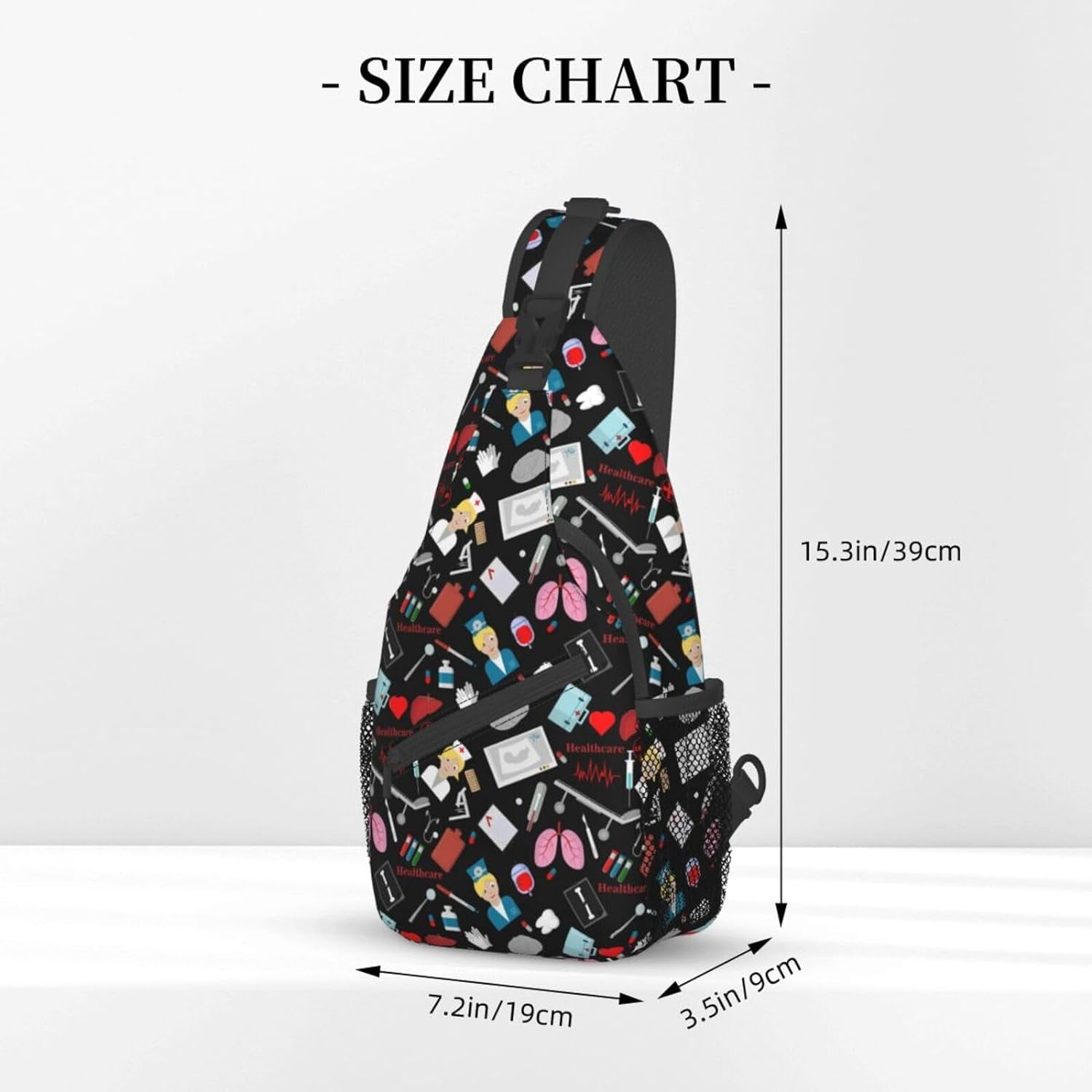 Nurse Medical Theme Sling Bag Crossbody Hiking Travel Chest Bags Backpack Shoulder Daypack for Women Men