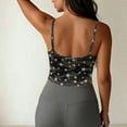 thumbnail image 6 of Gsakboxl Tank Tops Women 2 In 1 Ice Silk Cropped Camisole Adjustable Thin Spaghetti Strap Built-In Bra Low Round Neck Sleeveless Crop Tank Star Print For Summer Casual Outfit Blackish Green L, 6 of 9