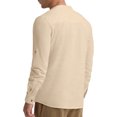 thumbnail image 5 of Iceglad Men Henley Neck Long Sleeve Cotton Linen Shirt Casual Beach Outfit Dress Shirt Khaki S, 5 of 8