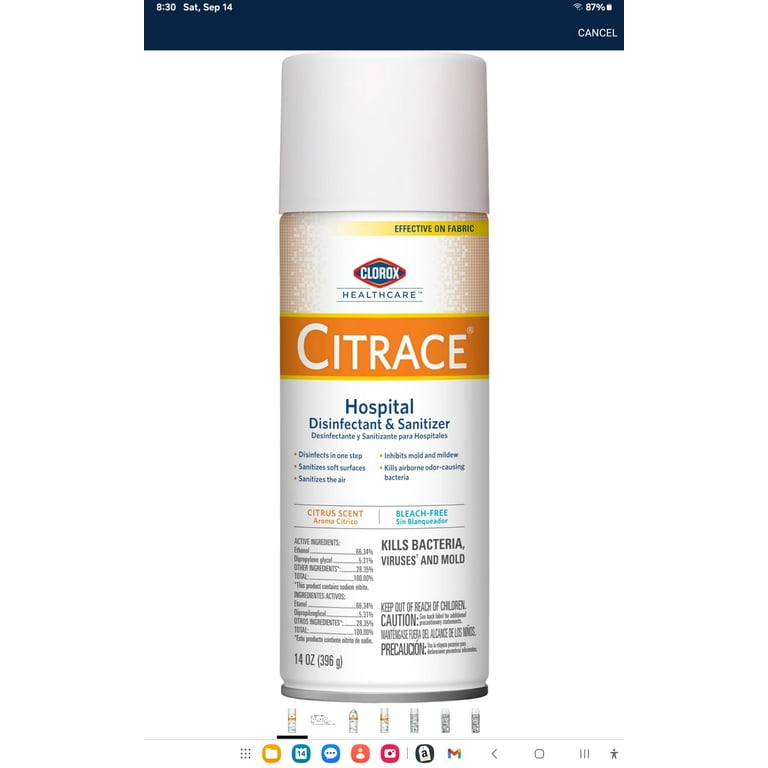 Citrace Hospital Disinfectant and Sanitizer Aerosol Spray (14 fl. oz.) Citrace Hospital Disinfectant and Sanitizer Aerosol Spray (14 fl. oz.)