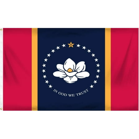 3ft x 5ft Printed Polyester New Mississippi Flag, Red, Gold, Blue, White