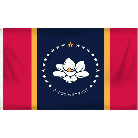 3ft x 5ft Printed Polyester New Mississippi Flag, Red, Gold, Blue, White