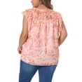 thumbnail image 4 of DARING DIVA Women's Plus Ruffle Sleeve Keyhole Back Chiffon Blouse 1X Light Orange, 4 of 6