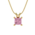thumbnail image 4 of 2.5 ct Brilliant Princess Cut Solitaire VVS1 Genuine Pink Zircon Solid 14k Yellow Solid Gold Everyday Affordable Designer Necklace Pendant with 16" Solid Gold Chain by Clara Pucci, 4 of 7