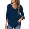 thumbnail image 4 of UVN Womens Blouses 3/4 Sleeve V Neck Summer Shirts for Women Chiffon Dressy Casual Tunic Tops, 4 of 9