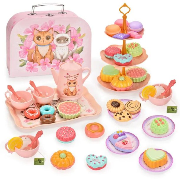 Juego de Té para Niñas en Maletín Set De 46 Piezas Completo Para Pequeñas Anfitrionas