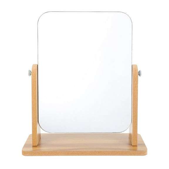WHAMVOX 1 Pc Large Clear Table Mirror Hairdressing Cosmetic Mirror with Wooden Base