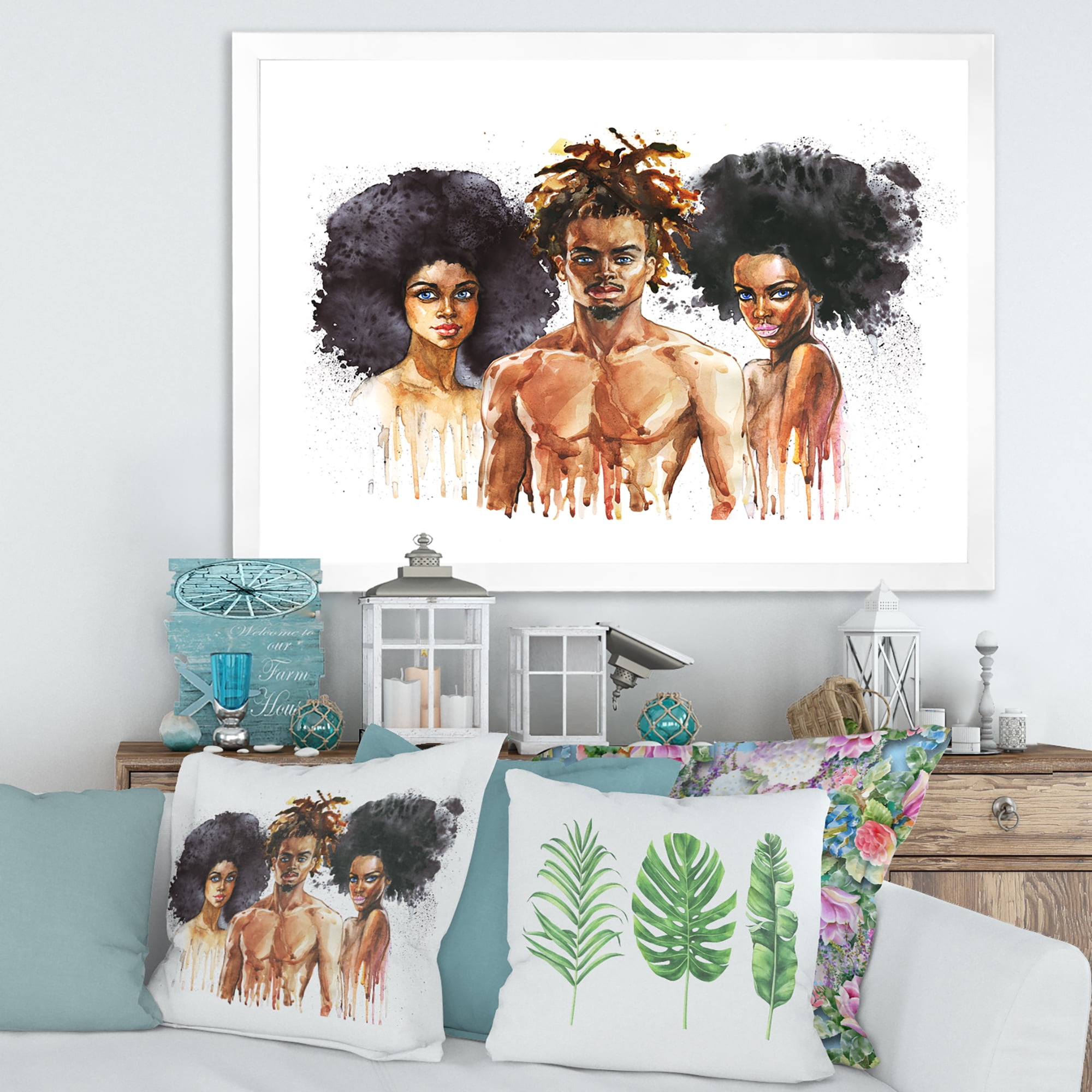 Designart 'Afro American Fashion Portraits' Glam Framed Art Print