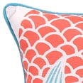 thumbnail image 3 of Jordan Manufacturing 18" x 18" Turquoise, Coral and Cream Mermaid Tail Nautical Square Reversible Decorative Throw Pillow with Welt, 3 of 5