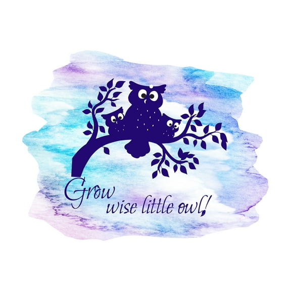 Animal Wall Decals for Children Playroom - Happy Cute Owl Family On Tree Branch Owl DIY & Creativity Boy Girl Bedroom Wall Sticker - Size: 10 In x 8 In