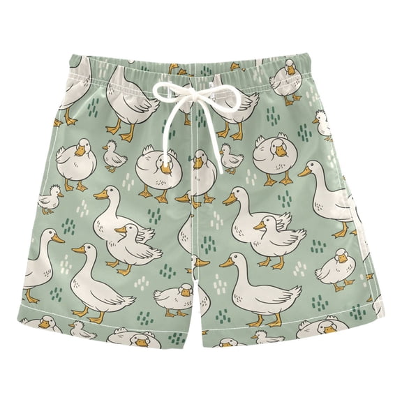 Cute Goose Swim Trunks Quick Dry Beach Pool Board Shorts Lightweight Stylish Print Sizes 2T to XL