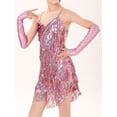 thumbnail image 2 of ranrann Kids Girls Sequins Latin Salsa Tango Ballet Tassel Dress Themed Party Performance Competition Pink 10-12, 2 of 5