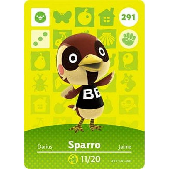 Sparro - Nintendo Animal Crossing Happy Home Designer Amiibo Card - 291 - Walmart.com