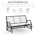 thumbnail image 4 of Outsunny Patio Glider Bench, Outdoor Porch Glider Swing with 3 Seats, Breathable Mesh Fabric, Metal Frame, Cream White, 4 of 9