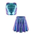 thumbnail image 6 of Haitryli Kids Cheer Outfit Hip Hop Dance Dress Sets 2 Pcs Shiny Skirt And Top Set for Stage Performance Blue 2-6, 6 of 7