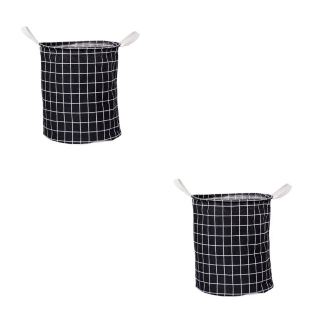 Yuarrent Cesta de lavandería portátil y plegable para una fácil organización, ahorra espacio, cesta de lavandería plegable, color negro Negro 2Conjunto