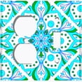 thumbnail image 4 of Metal Light Switch Plate Cover Neon Green Teal Flower Mandala Tile Pattern MDL034, 4 of 13