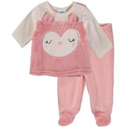 Bon Bebe Girls 0-9 Months Plush Animal Pant Set (Pink 0-3 Months)