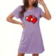 thumbnail image 1 of Camisón corto de San Valentín para mujer, talla grande, estampado en el pecho, cuello redondo, manga corta, 1 of 3