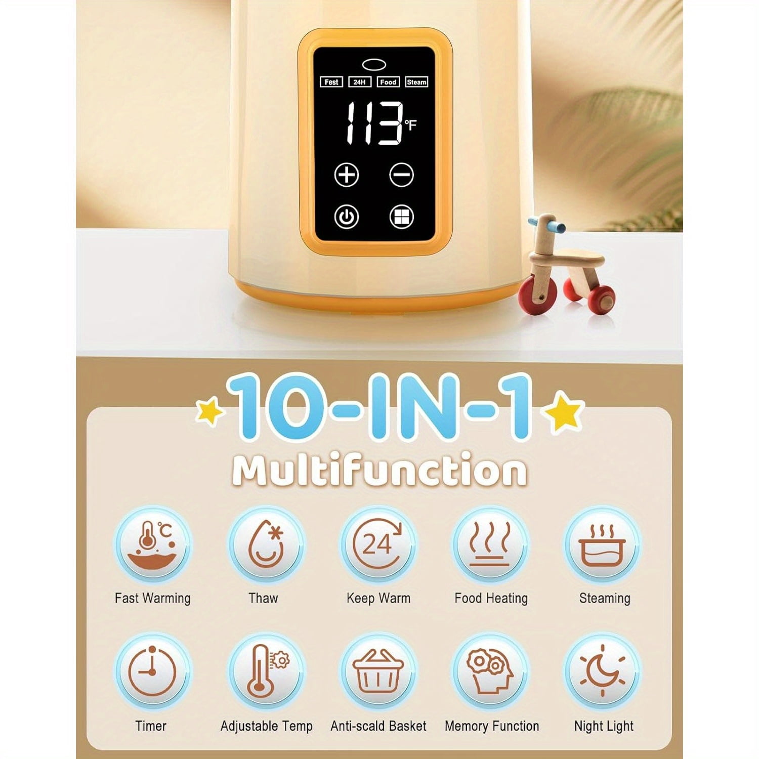Hattyroom Bottle Warmer for Breastmilk & All Bottles - Fast 3-Min Heating, Precise Temp Control, Auto Shut-Off, BPA-Free, Portable Dual Bottle Warmer for Formula & Baby Food