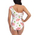 thumbnail image 6 of Yiaed Funny Little Pigs Print Women One Piece Swimsuits Tummy Control One Shoulder Bathing Suits Pattern Ruffle Swimwear-Large, 6 of 8