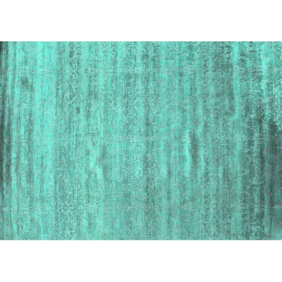 Ahgly Company Indoor Rectangle Abstract Turquoise Blue Contemporary Area Rugs, 5' x 8'
