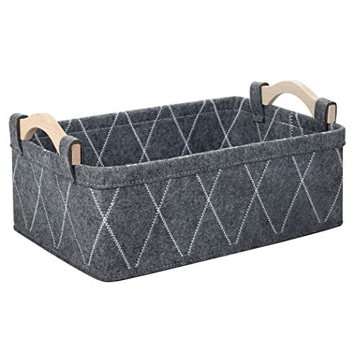 Dog Toy Basket Decorative Collapsible Storage Bins Small Cubes for Closet Shelves Organizers for Towels Books Magazines Album Grey Baskets 