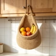 thumbnail image 3 of Woven Hanging Basket for Kitchen,Teardrop Wall Mounted Container Bag for Entryway Items Sorting,Kitchen Tidying,Fruit Vegetable Onion and Potato Storage, 3 of 8