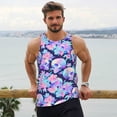 thumbnail image 6 of Uemuo pinkk flower crystal Skull Pattern Men's Muscle Shirts Sleeveless Dry Fit Gym Workout Tank Top Lightweight Sports Tank Top Beach Tank Top, Loose-fit Sleeveless Shirt-Medium, 6 of 7