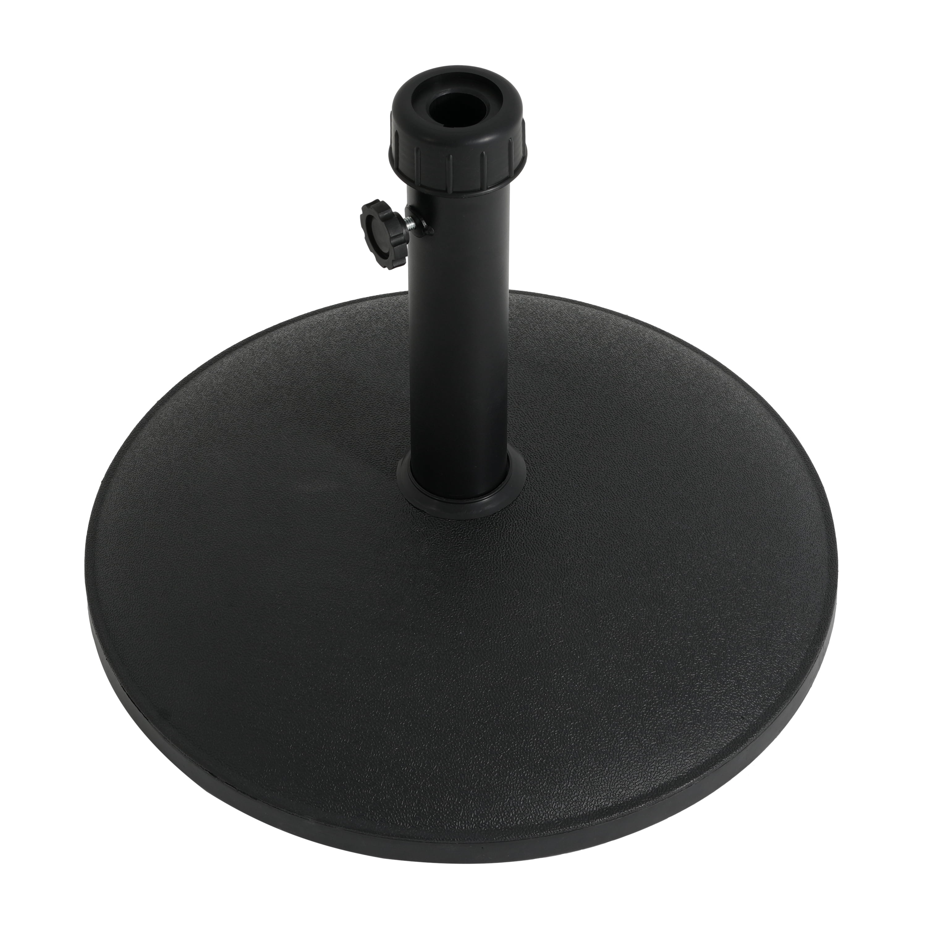 Umbrella Base 35 Pound Round with Concrete Fill and Resin Shell, Patio Umbrella Stand and Outdoor Shade Base, Black