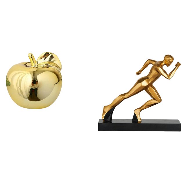Figuras de cerámica modernas y abstractas de un corredor de frutas, ideales para decorar de entrada, hogares, oficinas y restaurantes.