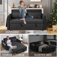 thumbnail image 4 of KINFFICT Futon Sofa Bed, Convertible Loveseat Sleeper, Modern Sofa Bed for Living Room/Apt, Black, 4 of 10
