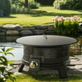 thumbnail image 4 of CHITOOMA 21 Inch Portable Fire Pits with Grill for Outside 58000 BTU Gas Fire Bowl with Foldable Legs & Lid & Carry Kit & Lava Rock Stone, 4 of 6