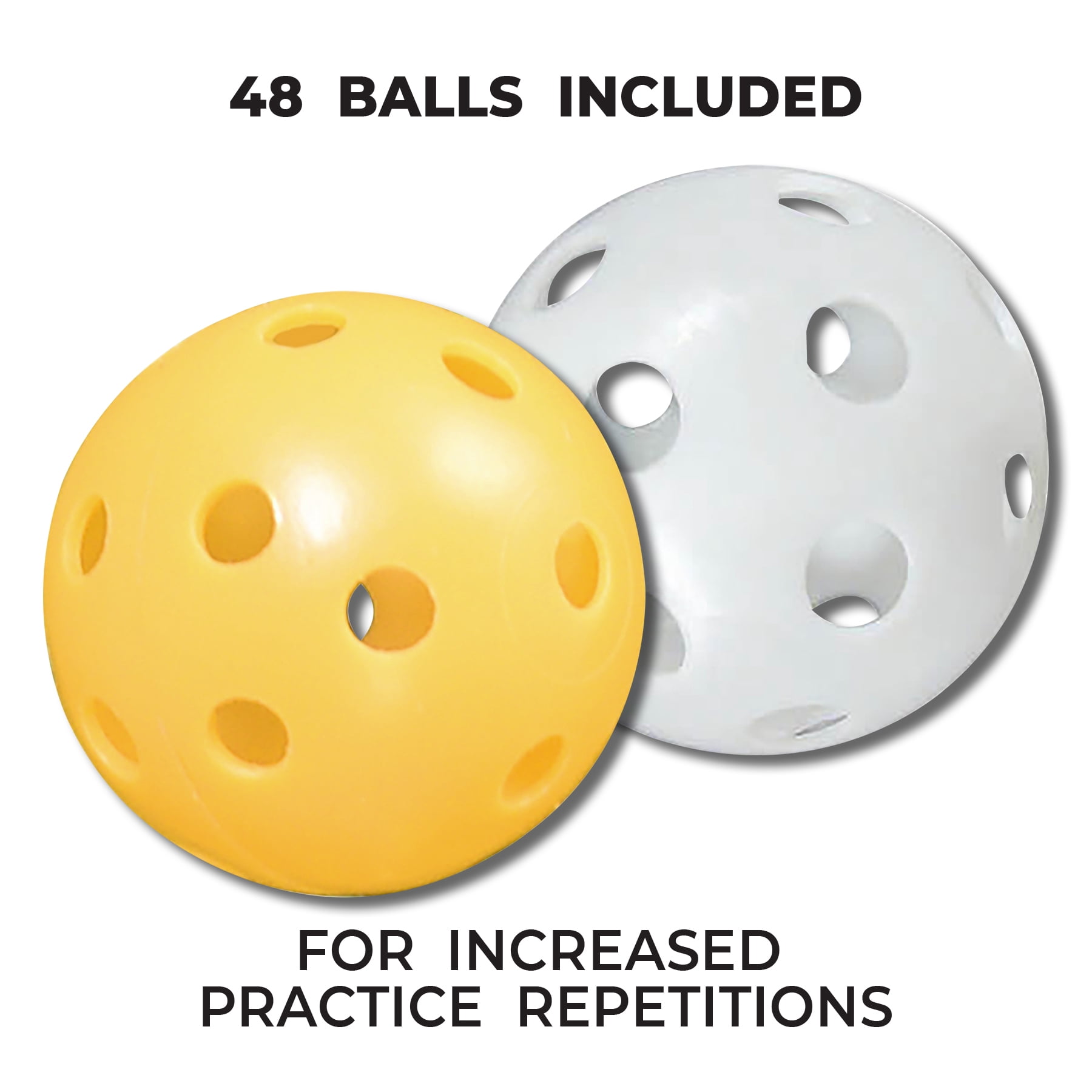 Athletic Works Limited Flight Practice Golf Balls – 48 Count White & Yellow – Durable Lightweight Training Balls with Reusable Bucket