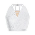 thumbnail image 1 of Ocealan Women's Rhinestone Lyrical Ballet Tops Sleeveless Strappy Back Figure Skating Dancing Blouse Tops White L, 1 of 5