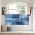 thumbnail image 3 of Blue Tier Curtains, Ombre Oil Painted Retro Abstract Art Modern Light Filtering Kitchen Curtains, 2Pcs Rod Pocket Half Window Treatments Panels for Sink Cafe Cabinet Camper 27.5x36 Inches, 3 of 9