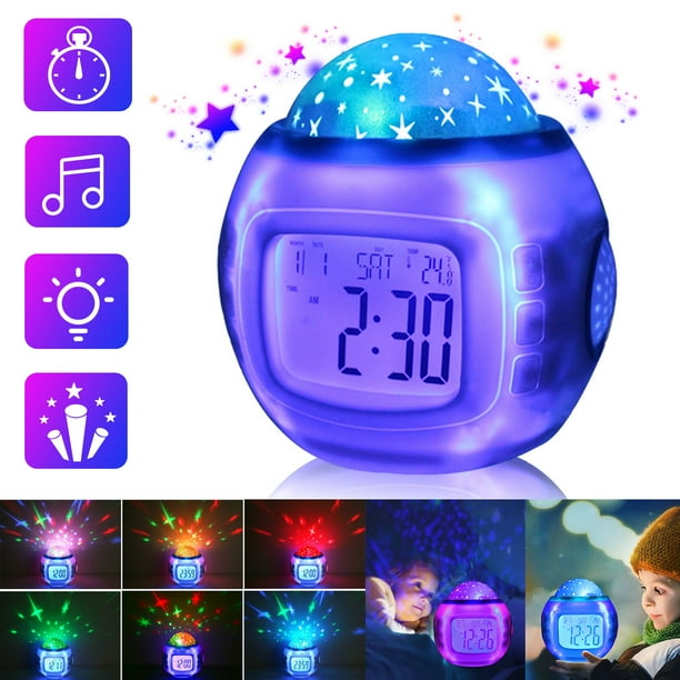 TSV Starry Sky Alarm Clock for Kids, Sky Star Night Light Projector